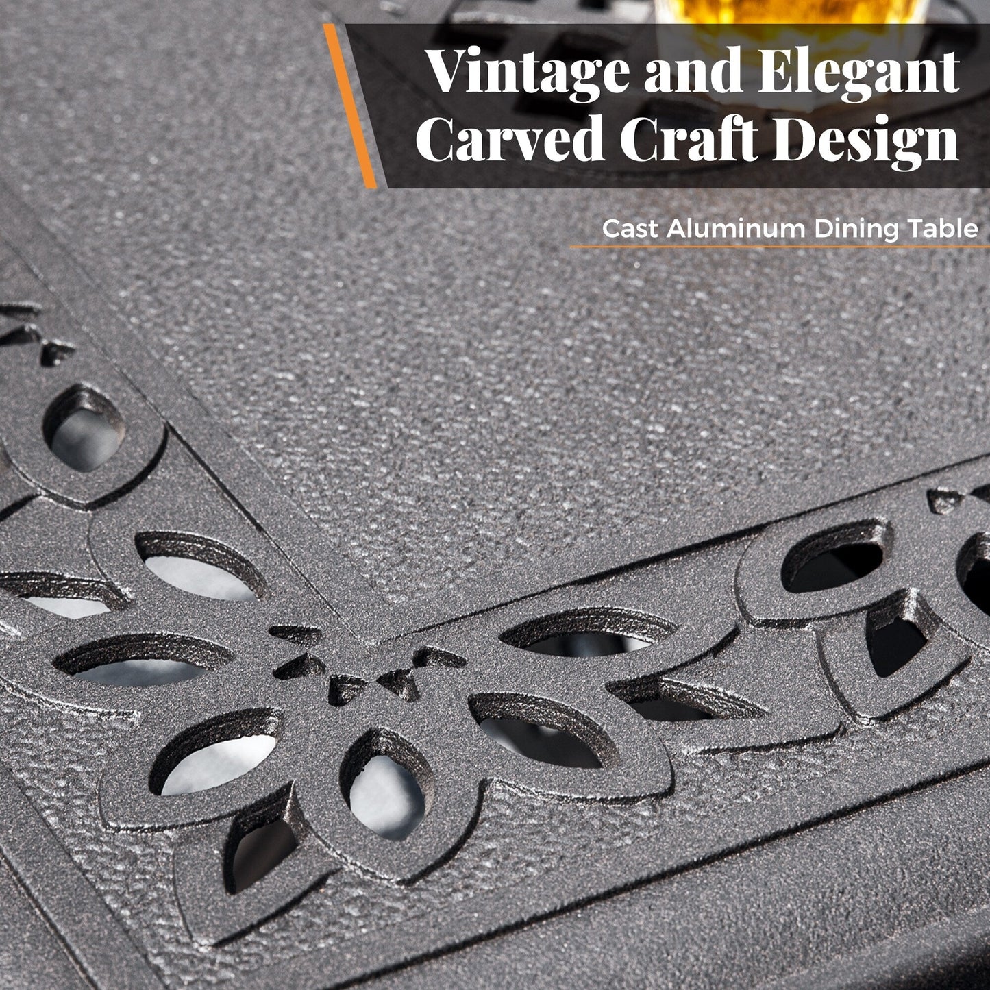 Ensemble de salle à manger de patio en aluminium moulé de 7 pièces de MAISON ARTS avec table rectangulaire extensible et 6 chaises en aluminium moulé