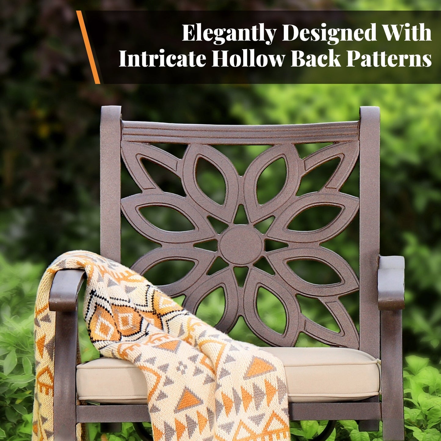 Ensemble de salle à manger de patio en aluminium moulé de 7 pièces de MAISON ARTS avec table rectangulaire extensible et 6 chaises en aluminium moulé