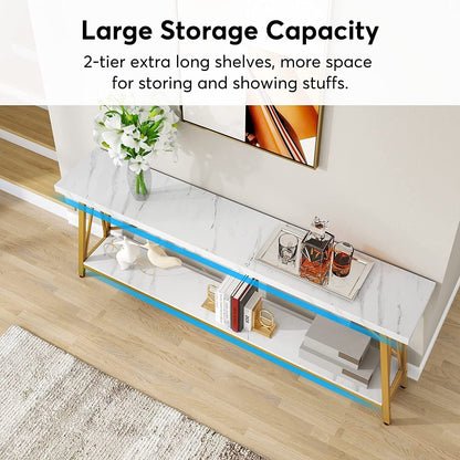 Table console d'entrée extra-longue de 70,9 pouces, style industriel