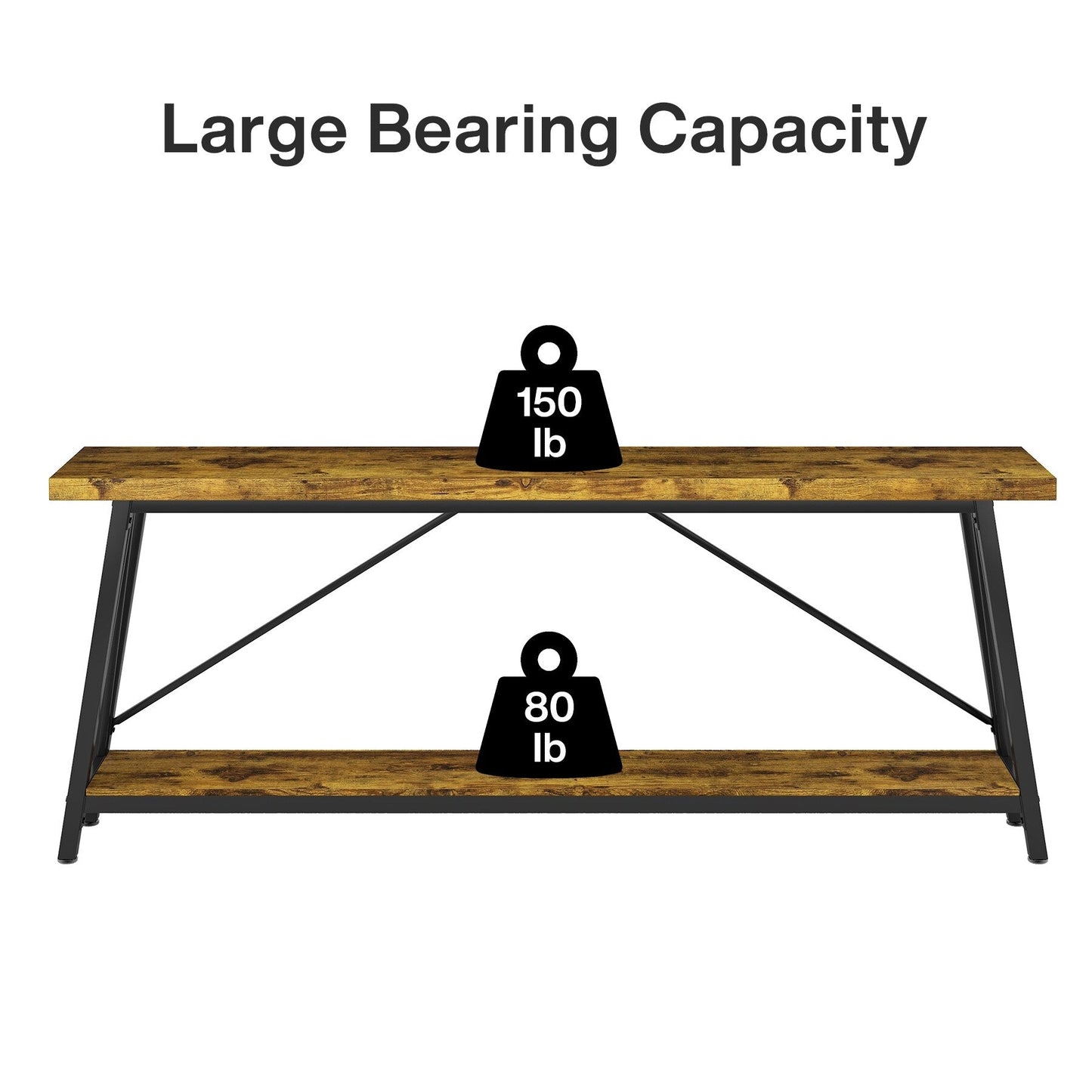 Table console d'entrée extra-longue de 70,9 pouces, style industriel