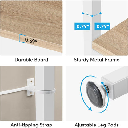 Bibliothèque industrielle à 6 niveaux en bois brun rustique, étagères ouvertes