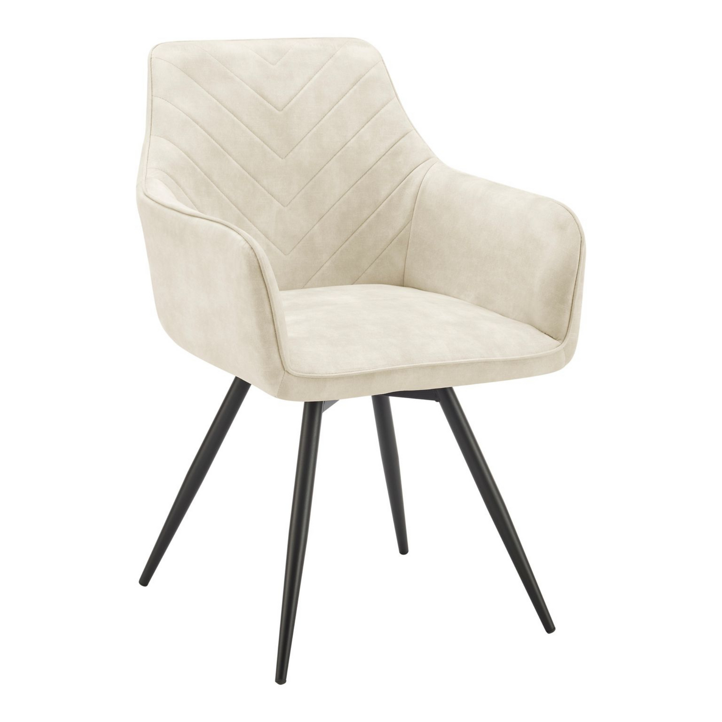 Chaise de salle à manger pivotante Mila en velours crème avec pieds noirs