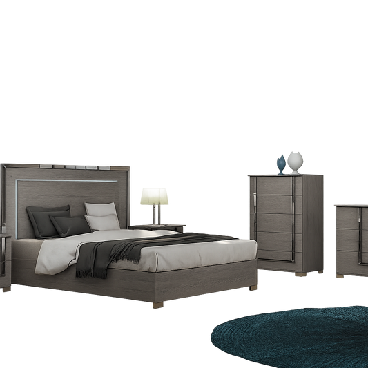 Antonio QN Bed + Dresser + 1 NS Elm Grey Wood