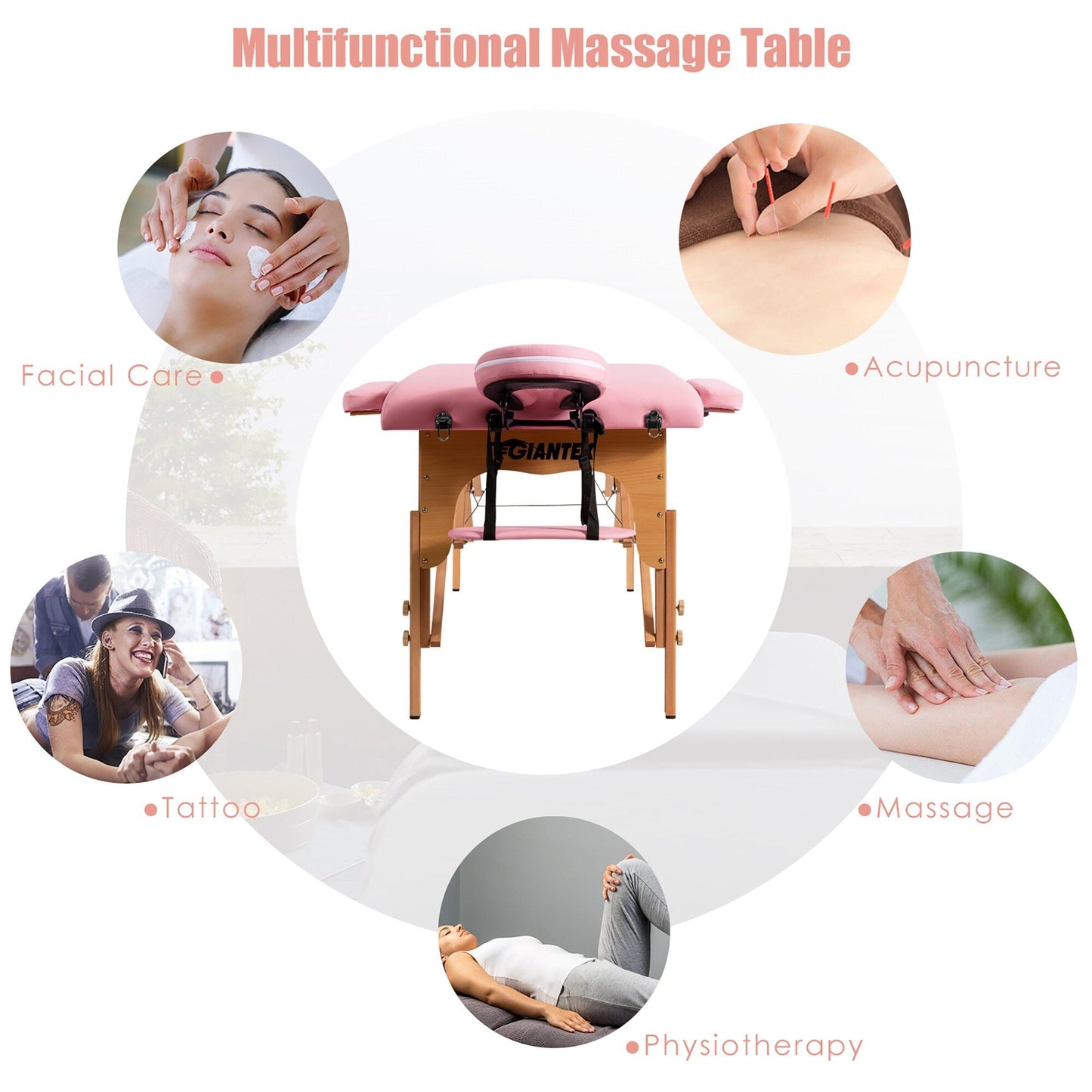 Table de massage portable 84''L réglable pour le visage, le spa et le tatouage avec transport