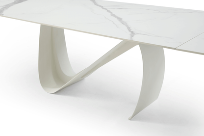 Table Marceline avec plateau en céramique blanche 123 po