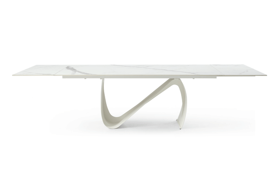 Table Marceline avec plateau en céramique blanche 123 po