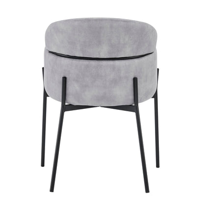 Chaise de salle à manger Liang en velours gris avec cadre noir