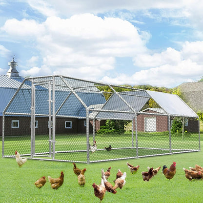 AECOJOY Grand poulailler en métal avec cage à poulets en métal