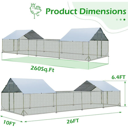 AECOJOY Grand poulailler en métal avec cage à poulets en métal