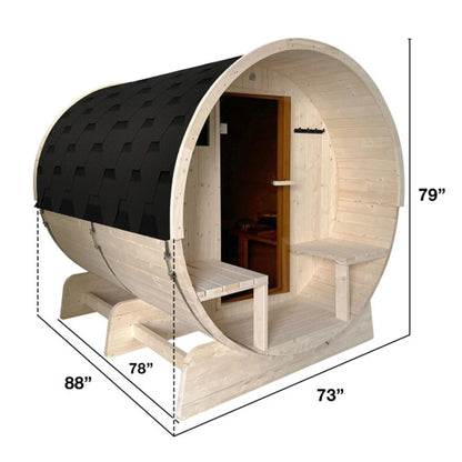 Sauna tonneau en pin blanc de Finlande ALEKO pour 6 à 8 personnes avec chauffage électrique UL - 88 L x 73 l x 79 H pouces