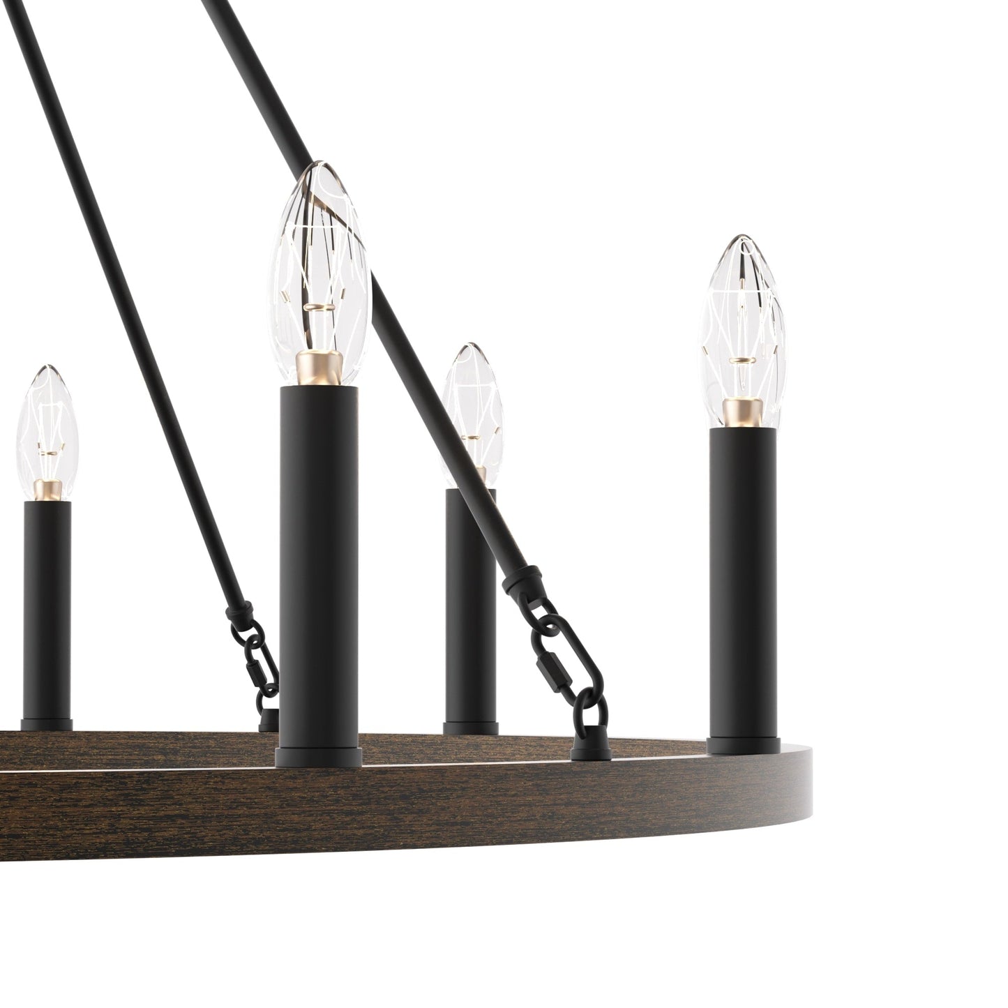 Lustre Acroma Farmhouse à 12 lumières, 40 po, en forme de roue de chariot, certifié UL - 40 po P x 138 po H