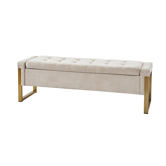 Banc de rangement moderne rembourré Alina avec pieds en métal par HULALA HOME