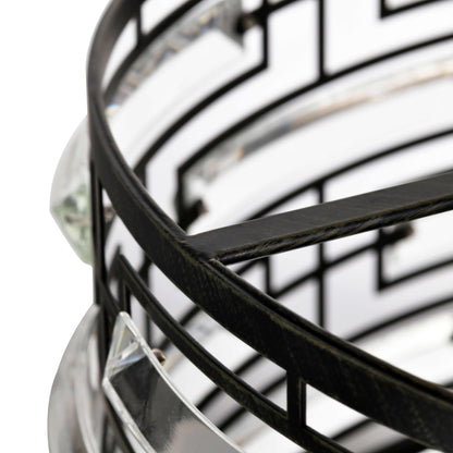 Lustre à abat-jour tambour Anita avec prisme en verre transparent