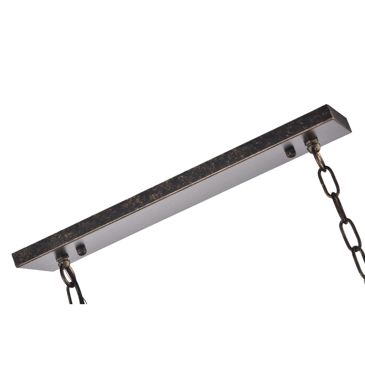 Éclairage rectangulaire pour îlot de cuisine en bronze antique à 6 lumières avec suspension en cristal - Bronze antique