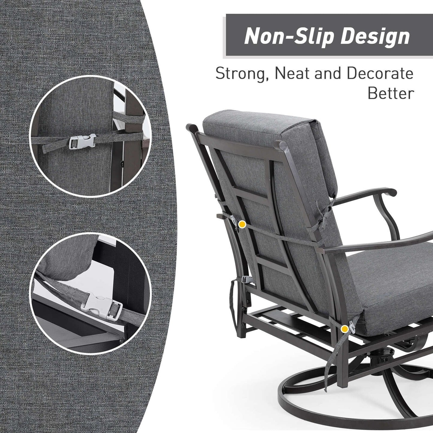 Lot de 4 coussins de chaise à dossier haut Aoodor Patio, 46 ​​x 21 x 4 pouces (coussins uniquement)