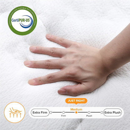 Matelas hybride SweDrea 12 po à plateau-coussin moyen en mousse viscoélastique et gel, certifié CertiPUR-US, SGS et OEKO-TEX.