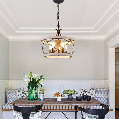 Lustre cage rustique en bois Bella Depot à 5 lumières, éclairage à intensité variable, suspension réglable de 15,7 pouces pour îlot de cuisine