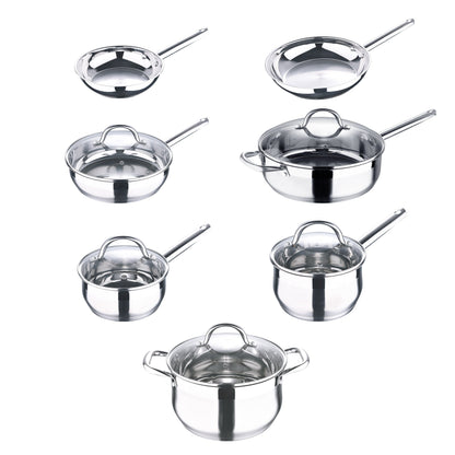 Ensemble de 12 casseroles Bergner en acier inoxydable, compatible lave-vaisselle et induction
