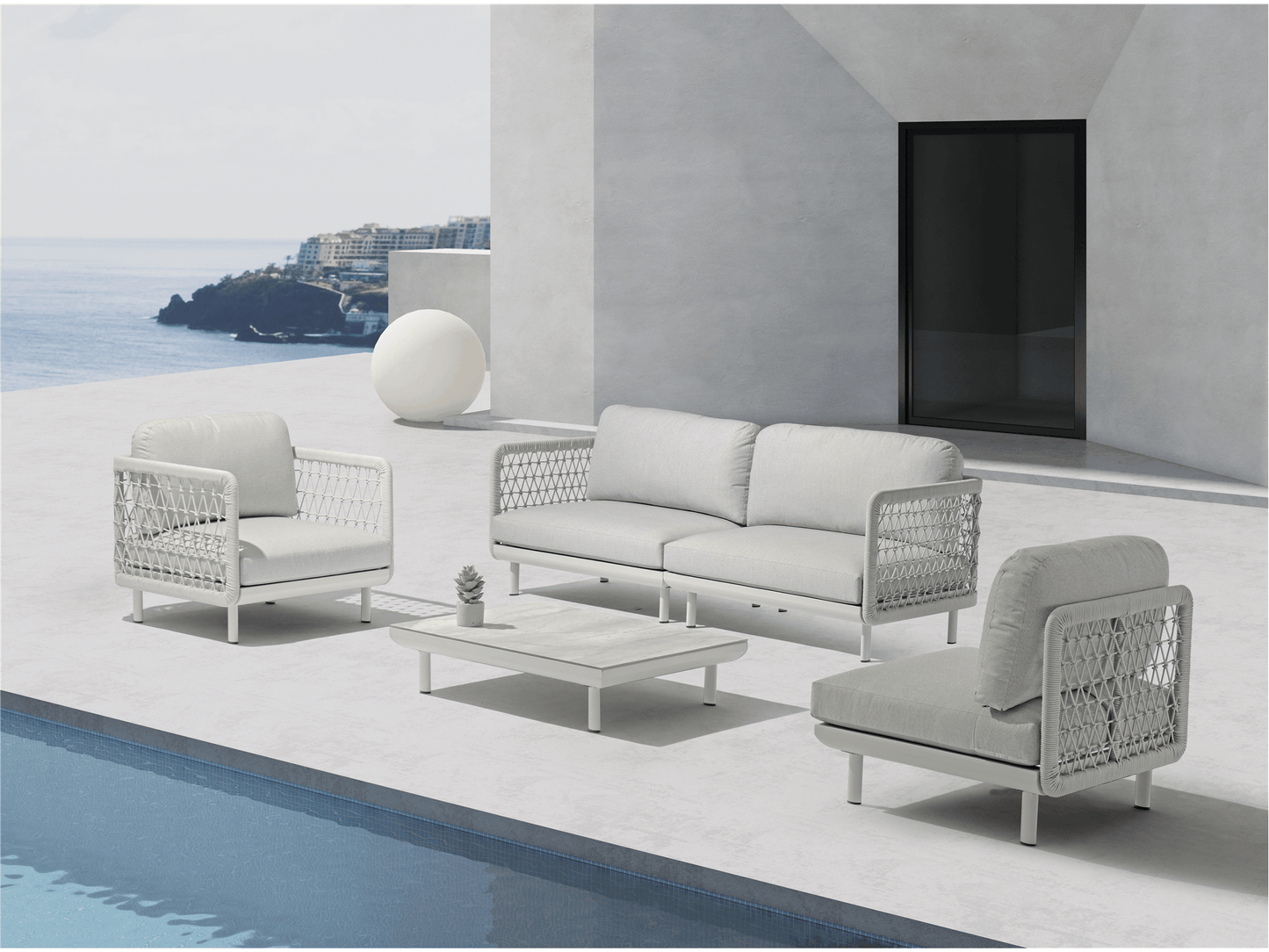 Amberly Outdoor Coffee Table in Light Grey