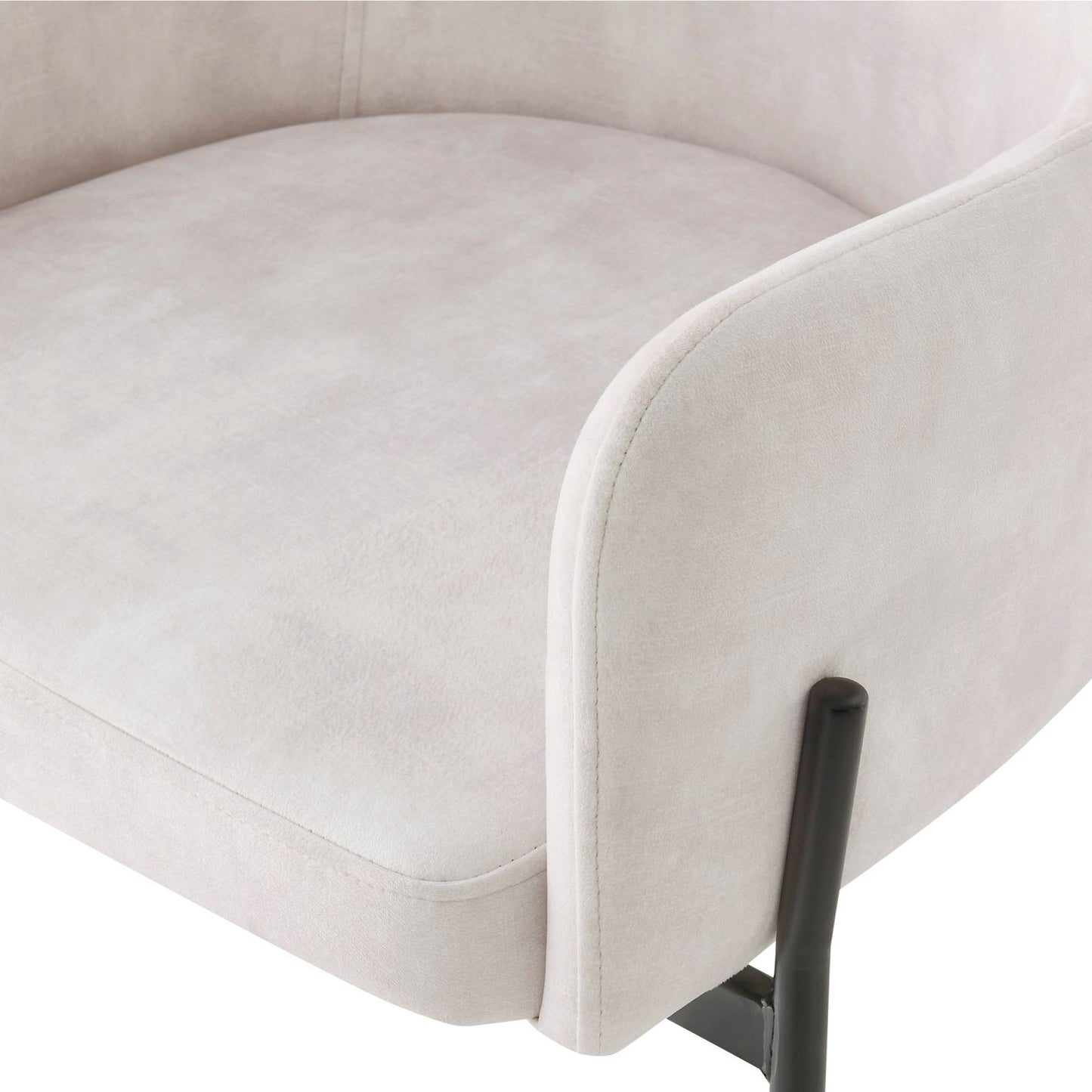Chaise de salle à manger Liang en velours crème avec cadre noir