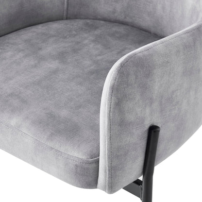 Chaise de salle à manger Liang en velours gris avec cadre noir