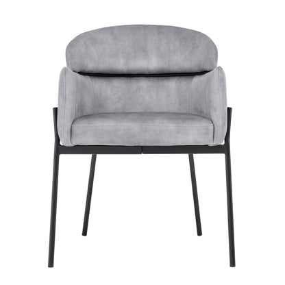 Chaise de salle à manger Liang en velours gris avec cadre noir