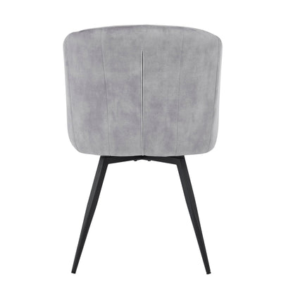 Chaise de salle à manger Arlo en velours gris avec pieds pivotants noirs