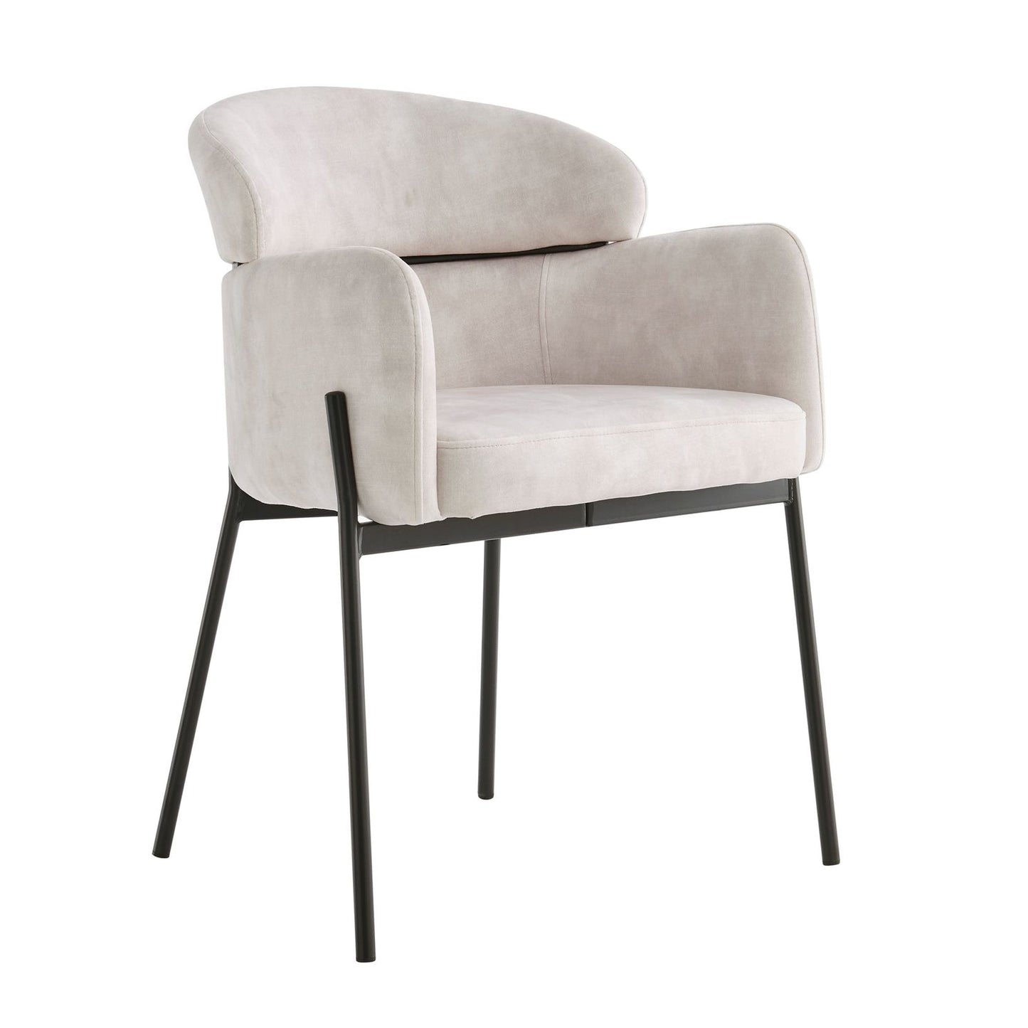 Chaise de salle à manger Liang en velours crème avec cadre noir