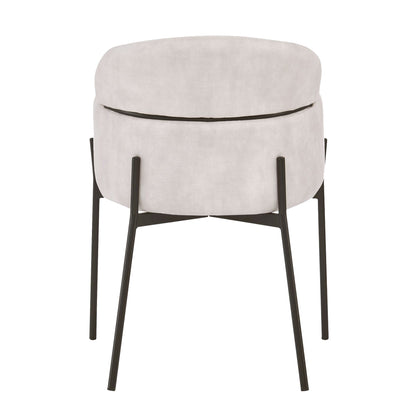 Chaise de salle à manger Liang en velours crème avec cadre noir