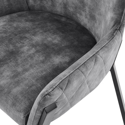 Chaise de salle à manger Nova en velours gris avec cadre noir