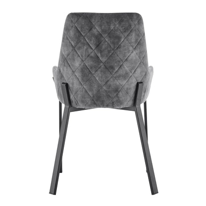 Chaise de salle à manger Nova en velours gris avec cadre noir