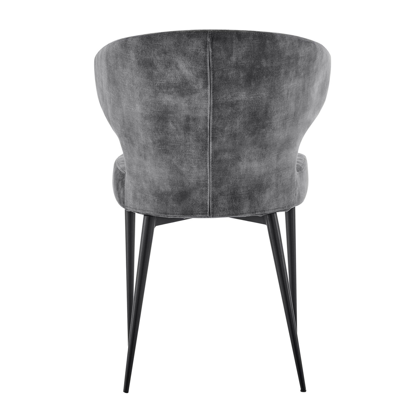 Chaise de salle à manger Levi en velours gris avec pieds noirs matelassés