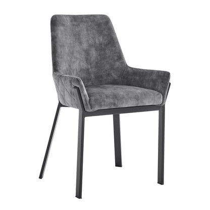 Chaise de salle à manger Nova en velours gris avec cadre noir
