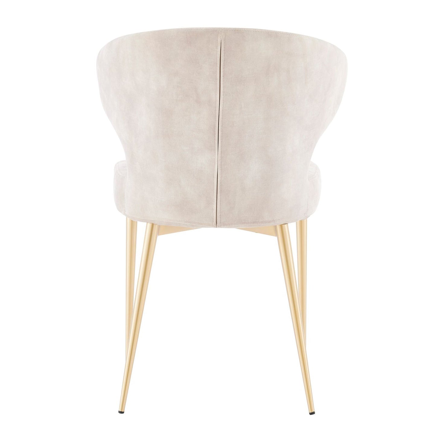 Chaise de salle à manger Levi en velours crème avec motif matelassé et pieds dorés