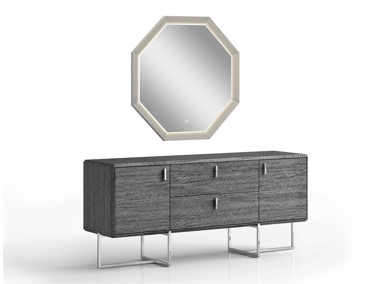 Commode Jackson gris brillant