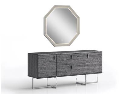 Commode Jackson gris brillant