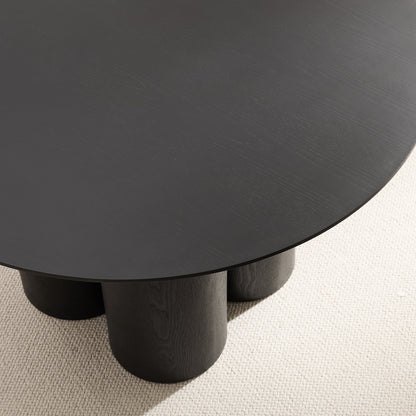 Table à manger ronde en bois noir Marco avec base en bois noir