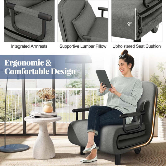Fauteuil convertible pliant avec dossier réglable