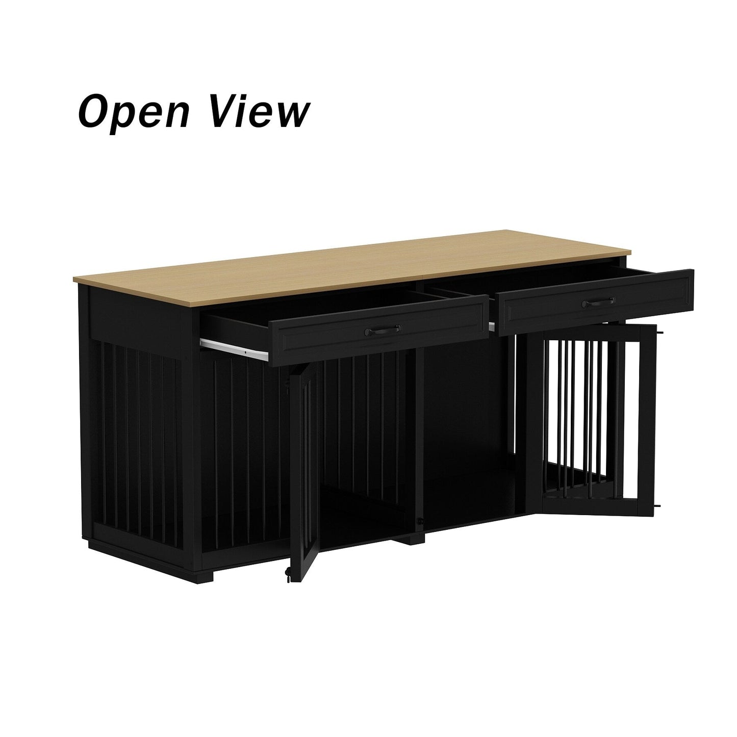 Cage pour chien de style meuble, niche en bois de 64,5 pouces pour grand chien