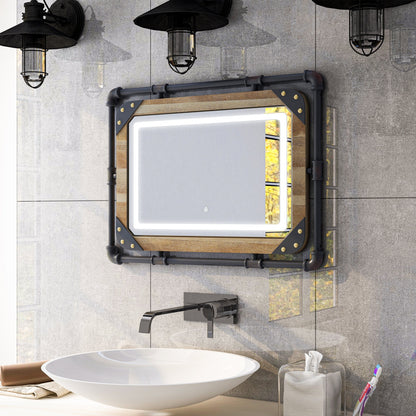 Miroir mural industriel en métal Inyo de Furniture of America avec lumières LED