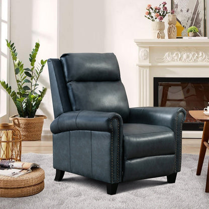 Fauteuil inclinable en cuir véritable avec accoudoirs et dossier confortables