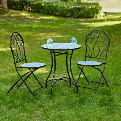 Ensemble bistrot pliant d'extérieur en métal Glitzhome 3 pièces avec table et chaises