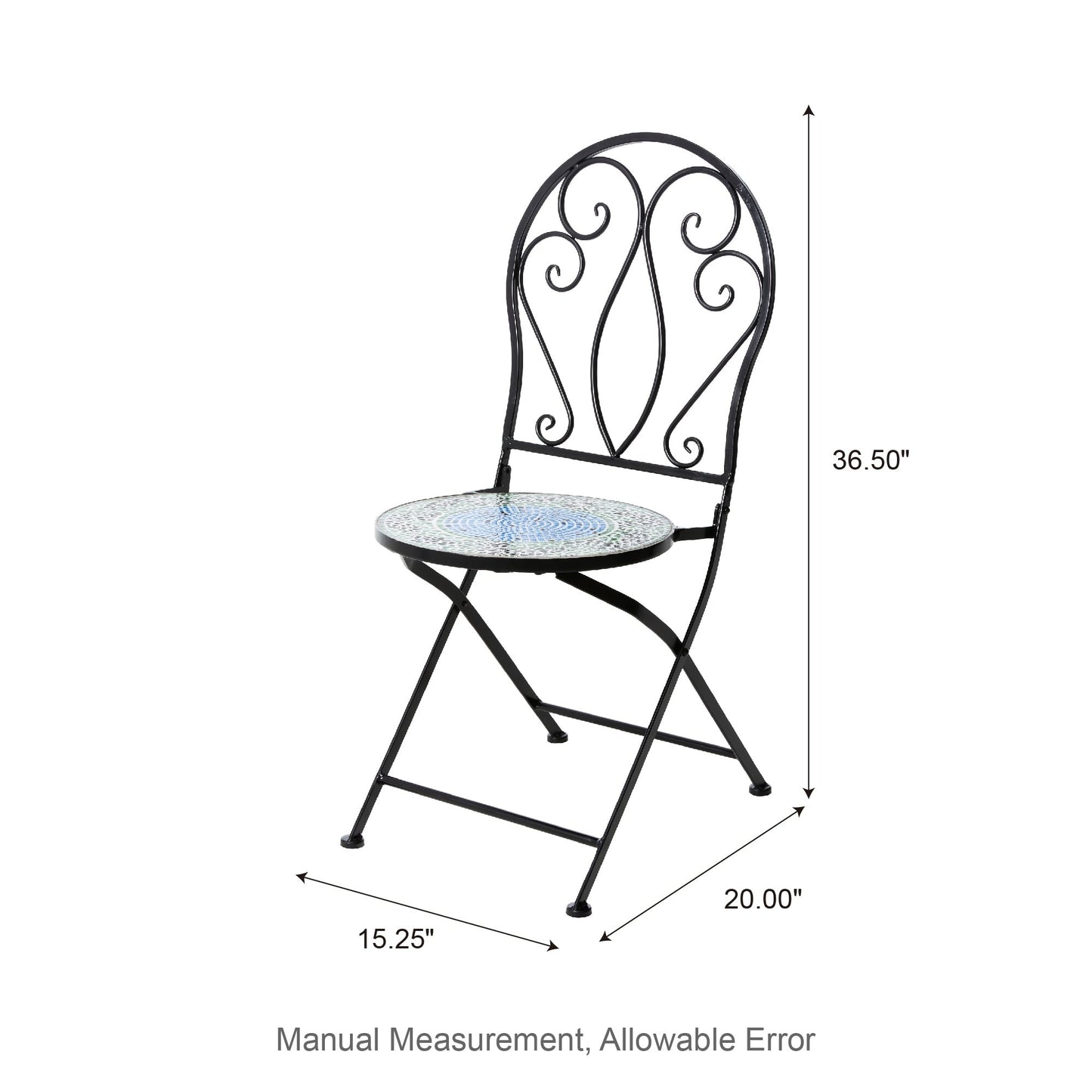 Ensemble bistrot pliant d'extérieur en métal Glitzhome 3 pièces avec table et chaises