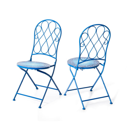 Ensemble bistrot pliant d'extérieur en métal Glitzhome 3 pièces avec table et chaises