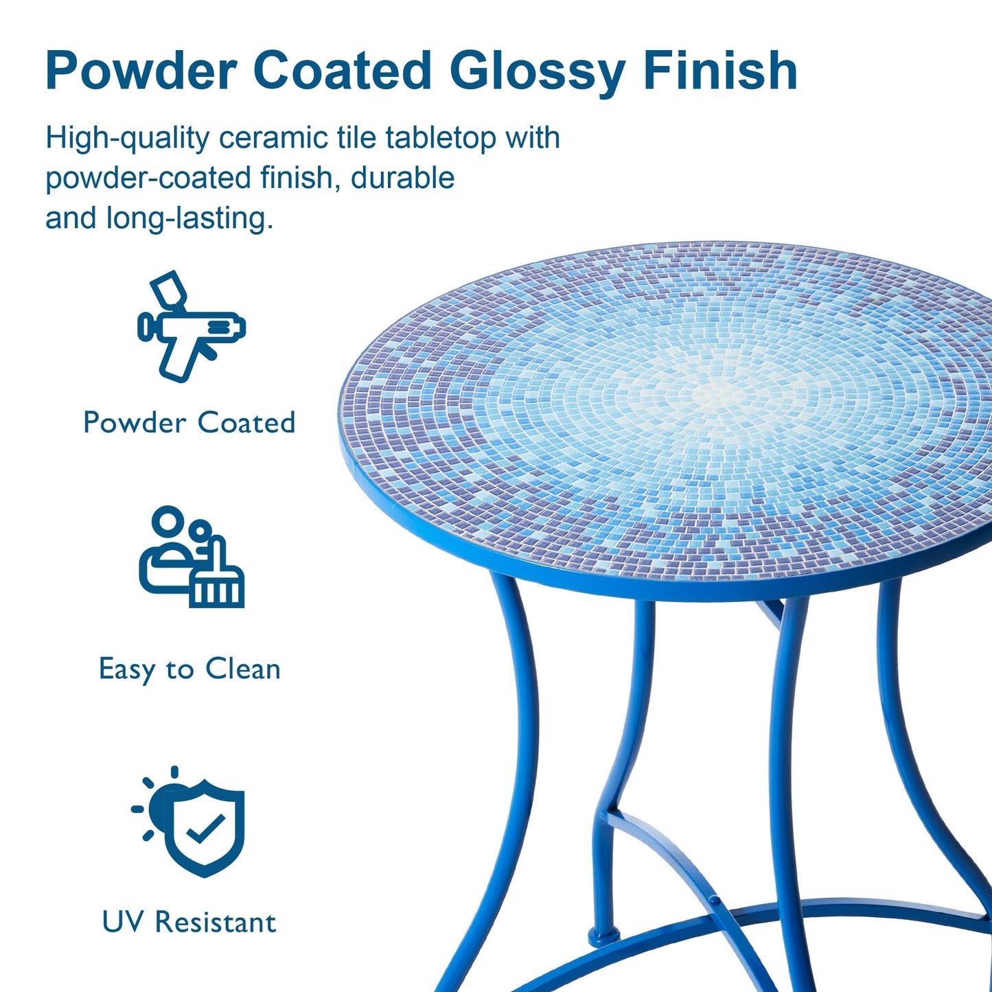 Ensemble bistrot pliant d'extérieur en métal Glitzhome 3 pièces avec table et chaises