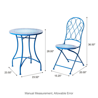 Ensemble bistrot pliant d'extérieur en métal Glitzhome 3 pièces avec table et chaises