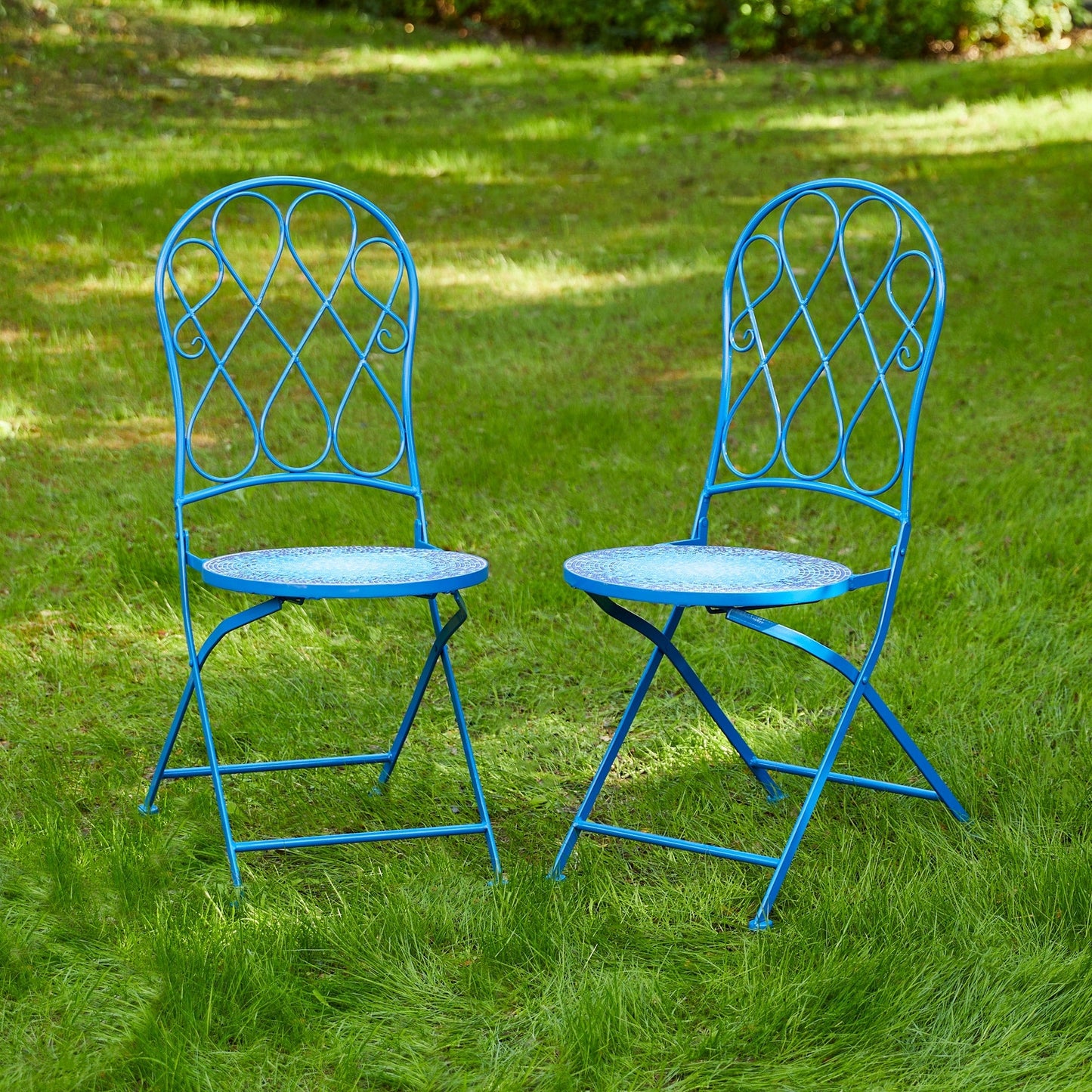 Ensemble bistrot pliant d'extérieur en métal Glitzhome 3 pièces avec table et chaises