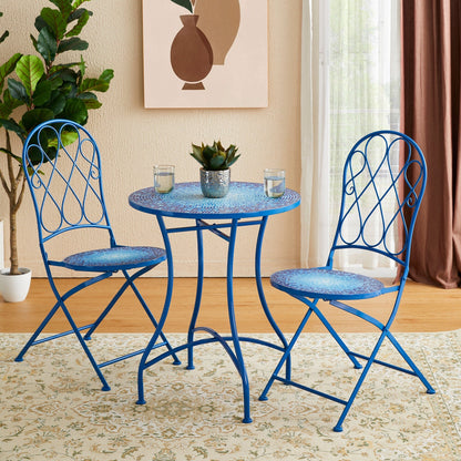 Ensemble bistrot pliant d'extérieur en métal Glitzhome 3 pièces avec table et chaises