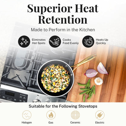 Batterie de cuisine antiadhésive en céramique noire Gotham Steel, 15 pièces, avec ustensiles