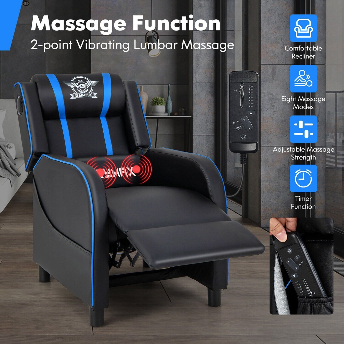 Fauteuil de massage inclinable Gymax en cuir synthétique